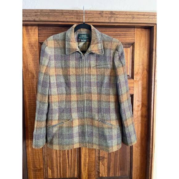 Lauren by Ralph Lauren Jackets & Blazers - Lauren Ralph Lauren 100% Wool Hunter Green Plaid Equestrian Style Jacket Size 12